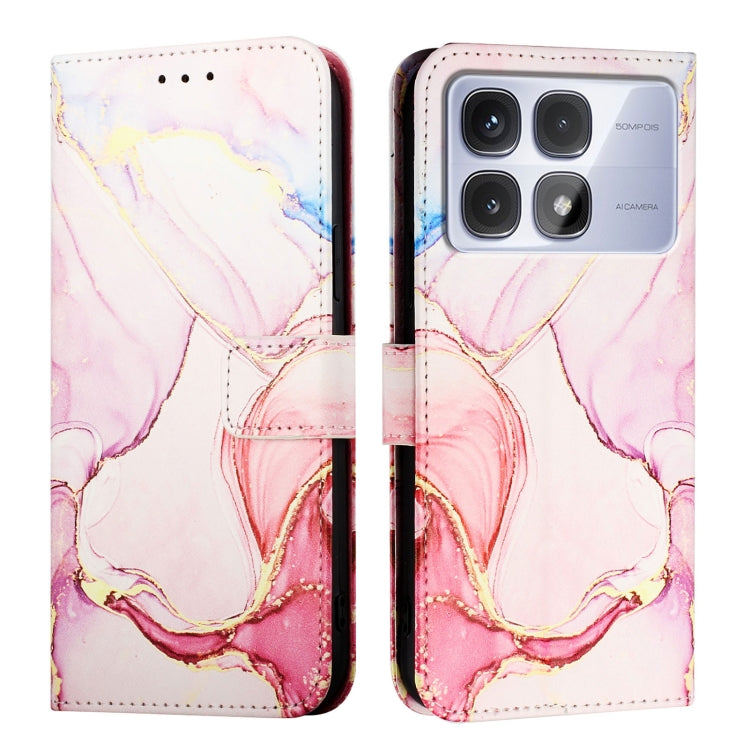 For Redmi K70 Ultra 5G Global PT003 Marble Pattern Flip Leather Phone Case(Rose Gold)