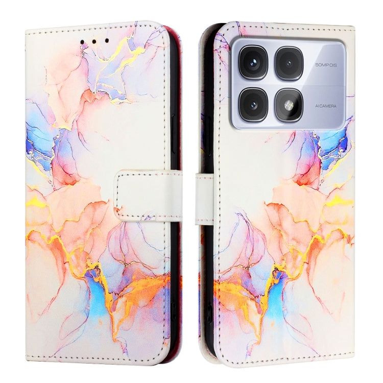 For Redmi K70 Ultra 5G Global PT003 Marble Pattern Flip Leather Phone Case(Galaxy Marble White)