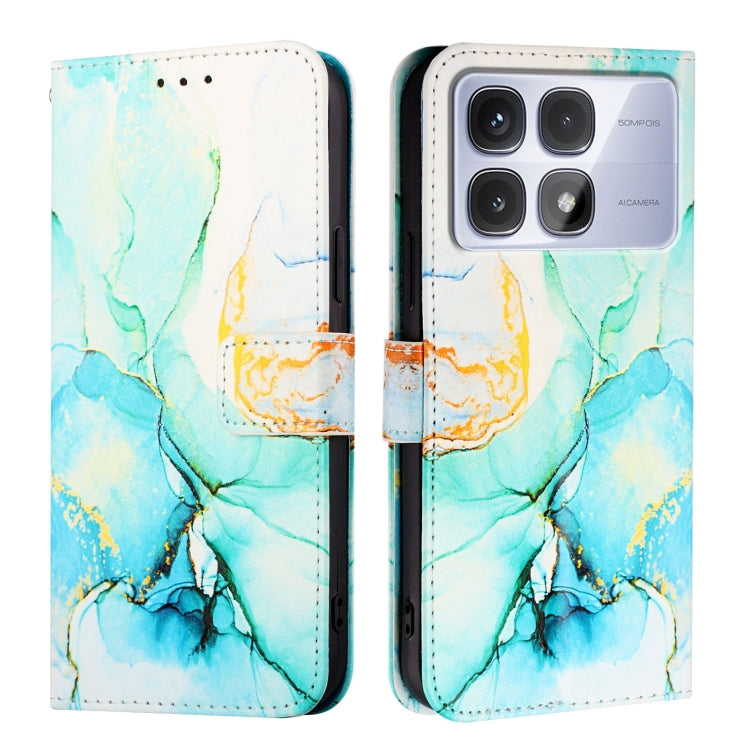 For Redmi K70 Ultra 5G Global PT003 Marble Pattern Flip Leather Phone Case(Green)