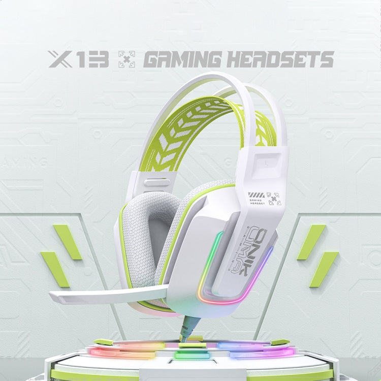 ONIKUMA X13 RGB Colorful Lighting Wired Gaming Headset with Microphone, Length:2.2m(White)