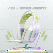 ONIKUMA X13 RGB Colorful Lighting Wired Gaming Headset with Microphone, Length:2.2m(White)