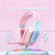 ONIKUMA X13 RGB Colorful Lighting Wired Gaming Headset with Microphone, Length:2.2m(Pink)