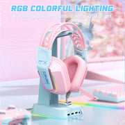 ONIKUMA X13 RGB Colorful Lighting Wired Gaming Headset with Microphone, Length:2.2m(Pink)