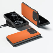 For Google Pixel 9 Pro Fold PU Leather Black Frame Full Coverage Phone Case(Orange)