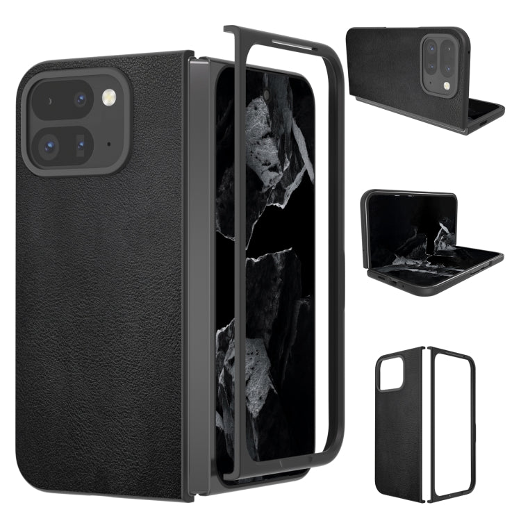 For Google Pixel 9 Pro Fold PU Leather Black Frame Full Coverage Phone Case(Black)