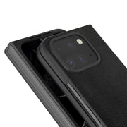 For Google Pixel 9 Pro Fold PU Leather Black Frame Full Coverage Phone Case(Black)