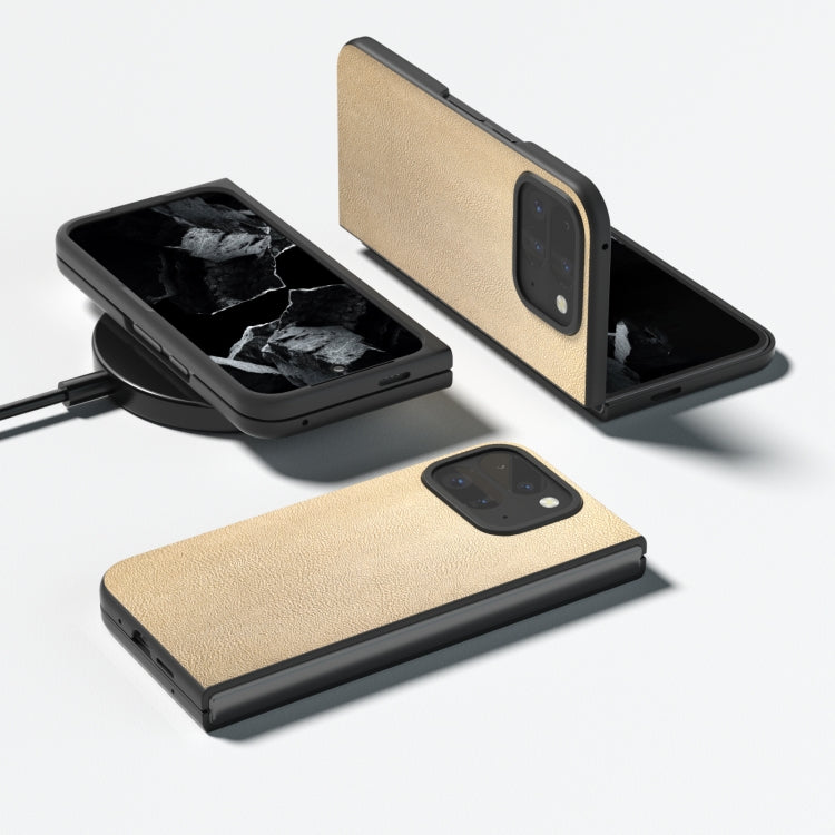 For Google Pixel 9 Pro Fold PU Leather Black Frame Full Coverage Phone Case(Gold)