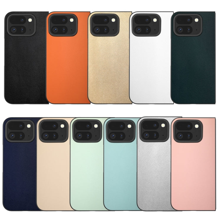 For Google Pixel 9 Pro Fold PU Leather Black Frame Full Coverage Phone Case(Gold)