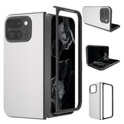 For Google Pixel 9 Pro Fold PU Leather Black Frame Full Coverage Phone Case(White)