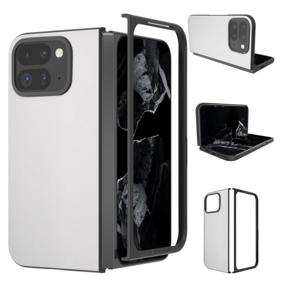 For Google Pixel 9 Pro Fold PU Leather Black Frame Full Coverage Phone Case(White)