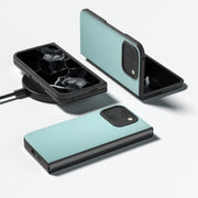 For Google Pixel 9 Pro Fold PU Leather Black Frame Full Coverage Phone Case(Light Blue)