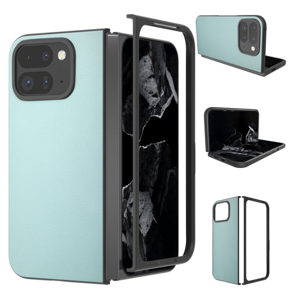 For Google Pixel 9 Pro Fold PU Leather Black Frame Full Coverage Phone Case(Light Blue)
