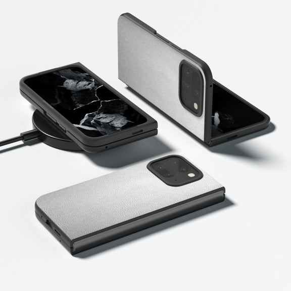For Google Pixel 9 Pro Fold PU Leather Black Frame Full Coverage Phone Case(Silver)