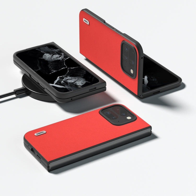For Google Pixel 9 Pro Fold ABEEL Genuine Leather Luolai Series Phone Case(Red)