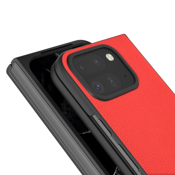 For Google Pixel 9 Pro Fold ABEEL Genuine Leather Luolai Series Phone Case(Red)