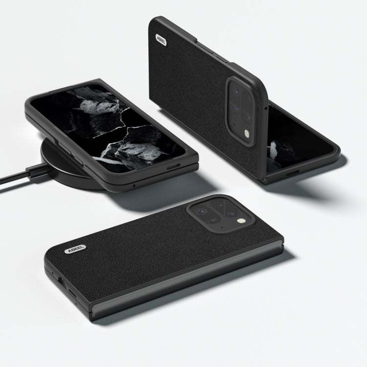 For Google Pixel 9 Pro Fold ABEEL Genuine Leather Luolai Series Phone Case(Black)