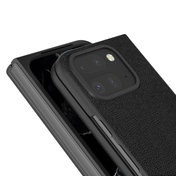 For Google Pixel 9 Pro Fold ABEEL Genuine Leather Luolai Series Phone Case(Black)
