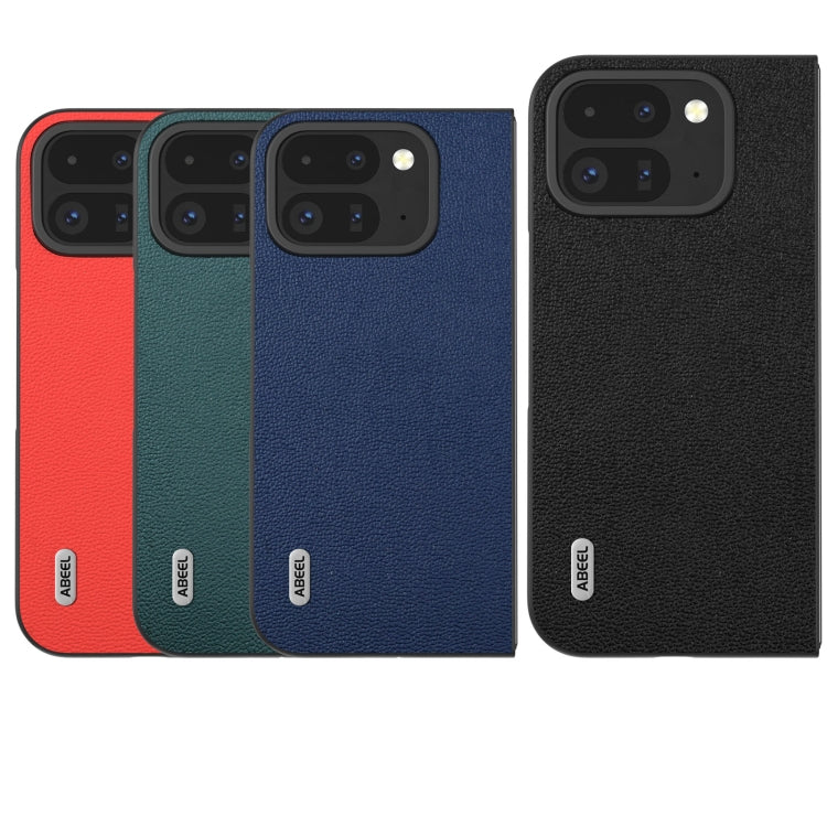 For Google Pixel 9 Pro Fold ABEEL Genuine Leather Luolai Series Phone Case(Black)