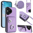 For Huawei Pura 70 Organ Card Bag Ring Holder Phone Case with Long Lanyard(Purple) - Huawei Cases by PMC Jewellery | Online Shopping South Africa | PMC Jewellery | Buy Now Pay Later Mobicred
