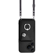For Huawei Pura 70 Pro / 70 Pro+ Organ Card Bag Ring Holder Phone Case with Long Lanyard(Black)