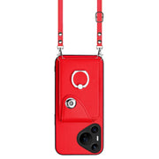 For Huawei Pura 70 Pro / 70 Pro+ Organ Card Bag Ring Holder Phone Case with Long Lanyard(Red)