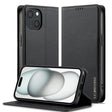 For iPhone 15 LC.IMEEKE L1 Series Frosted Fine Texture PU Phone Case(Black) - iPhone 15 Cases by LC.IMEEKE | Online Shopping South Africa | PMC TechLife | Buy Now Pay Later Mobicred