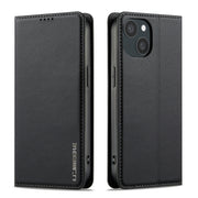 For iPhone 15 LC.IMEEKE L1 Series Frosted Fine Texture PU Phone Case(Black)