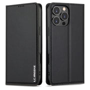 For iPhone 16 Pro Max LC.IMEEKE L1 Series Frosted Fine Texture PU Phone Case(Black)