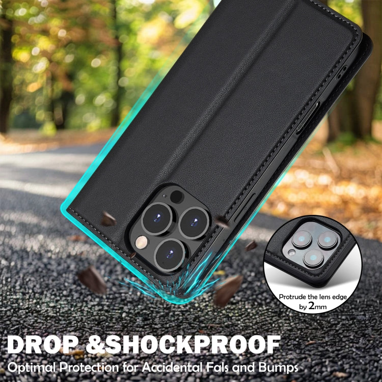 For iPhone 16 Pro Max LC.IMEEKE L1 Series Frosted Fine Texture PU Phone Case(Black)