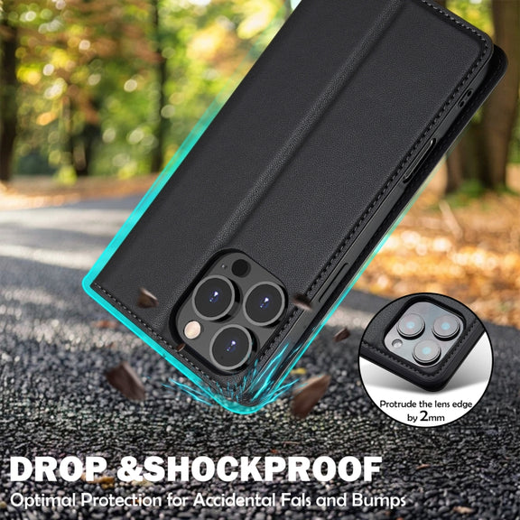 For iPhone 16 Pro Max LC.IMEEKE L1 Series Frosted Fine Texture PU Phone Case(Black)
