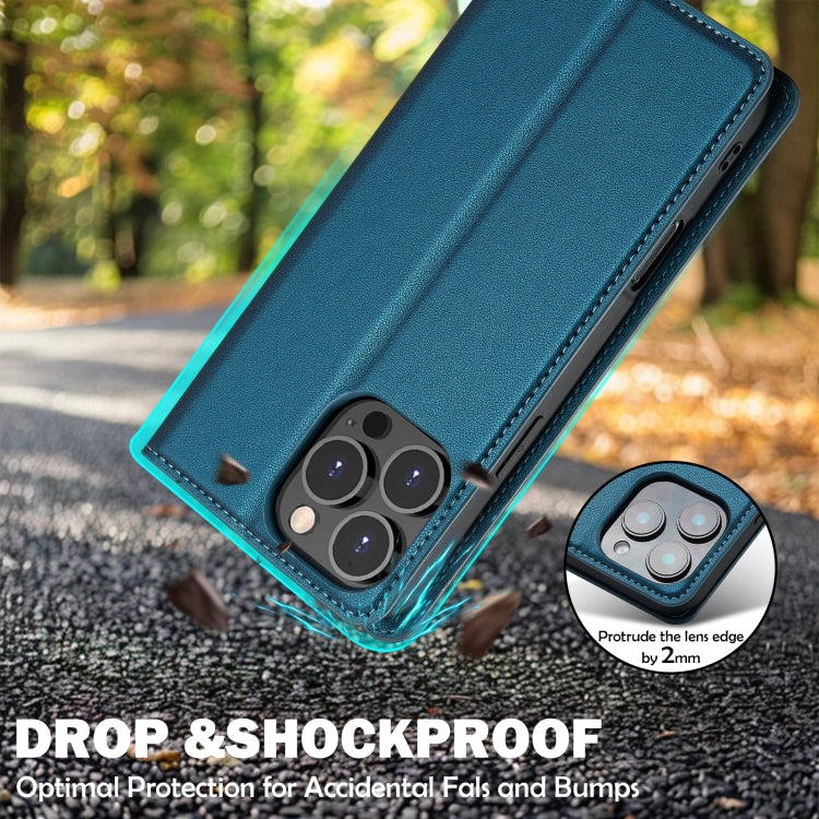 For iPhone 16 Pro Max LC.IMEEKE L1 Series Frosted Fine Texture PU Phone Case(Blue)