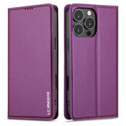 For iPhone 16 Pro Max LC.IMEEKE L1 Series Frosted Fine Texture PU Phone Case(Purple)
