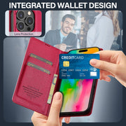 For iPhone 16 Pro Max LC.IMEEKE L1 Series Frosted Fine Texture PU Phone Case(Red)