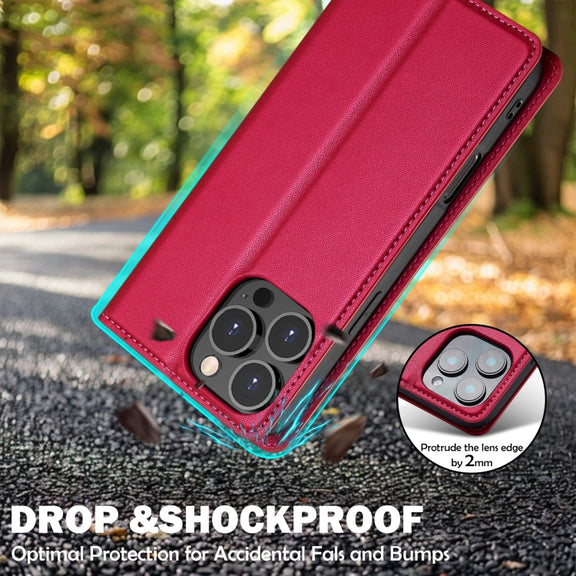 For iPhone 16 Pro Max LC.IMEEKE L1 Series Frosted Fine Texture PU Phone Case(Red)