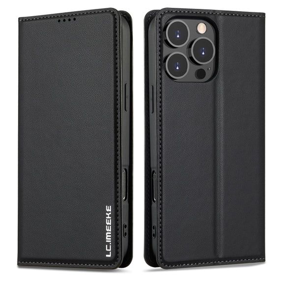 For iPhone 16 Pro LC.IMEEKE L1 Series Frosted Fine Texture PU Phone Case(Black)