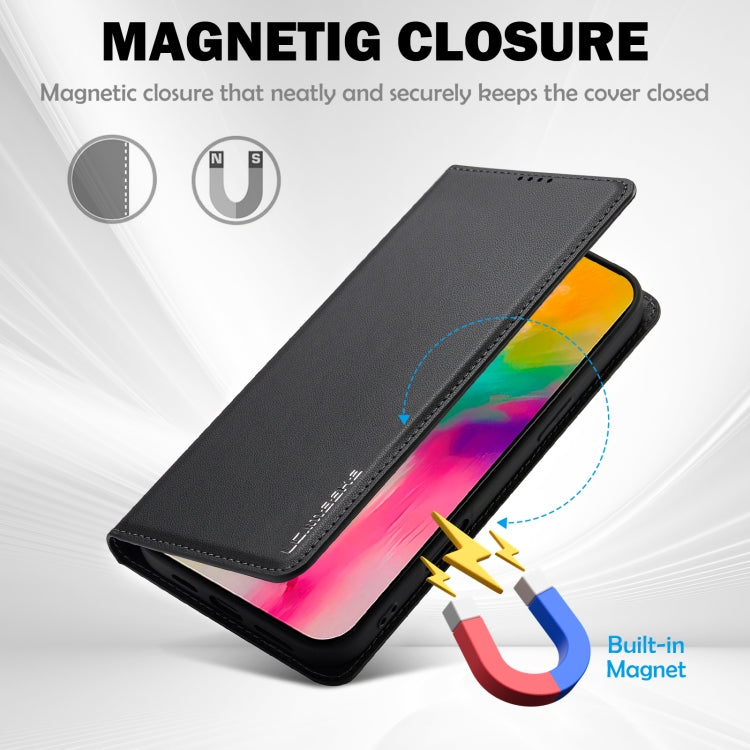 For iPhone 16 Plus LC.IMEEKE L1 Series Frosted Fine Texture PU Phone Case(Black)