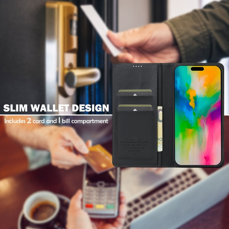 For iPhone 16 Plus LC.IMEEKE L1 Series Frosted Fine Texture PU Phone Case(Black)