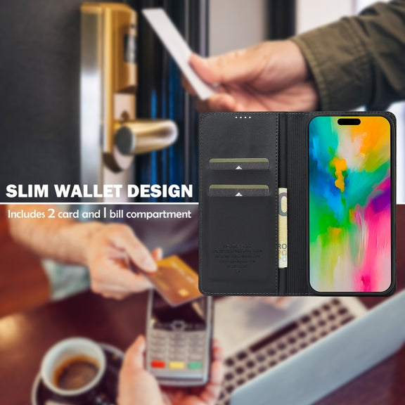 For iPhone 16 Plus LC.IMEEKE L1 Series Frosted Fine Texture PU Phone Case(Black)