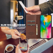 For iPhone 16 Plus LC.IMEEKE L1 Series Frosted Fine Texture PU Phone Case(Brown)