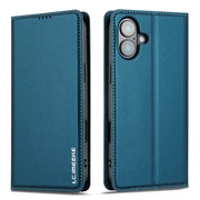 For iPhone 16 Plus LC.IMEEKE L1 Series Frosted Fine Texture PU Phone Case(Blue)