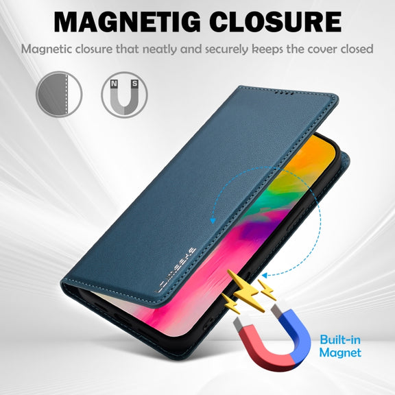 For iPhone 16 Plus LC.IMEEKE L1 Series Frosted Fine Texture PU Phone Case(Blue)