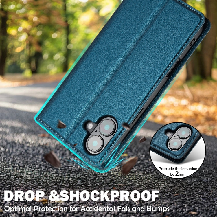 For iPhone 16 Plus LC.IMEEKE L1 Series Frosted Fine Texture PU Phone Case(Blue)