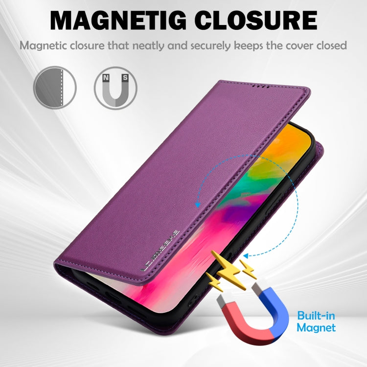 For iPhone 16 Plus LC.IMEEKE L1 Series Frosted Fine Texture PU Phone Case(Purple)