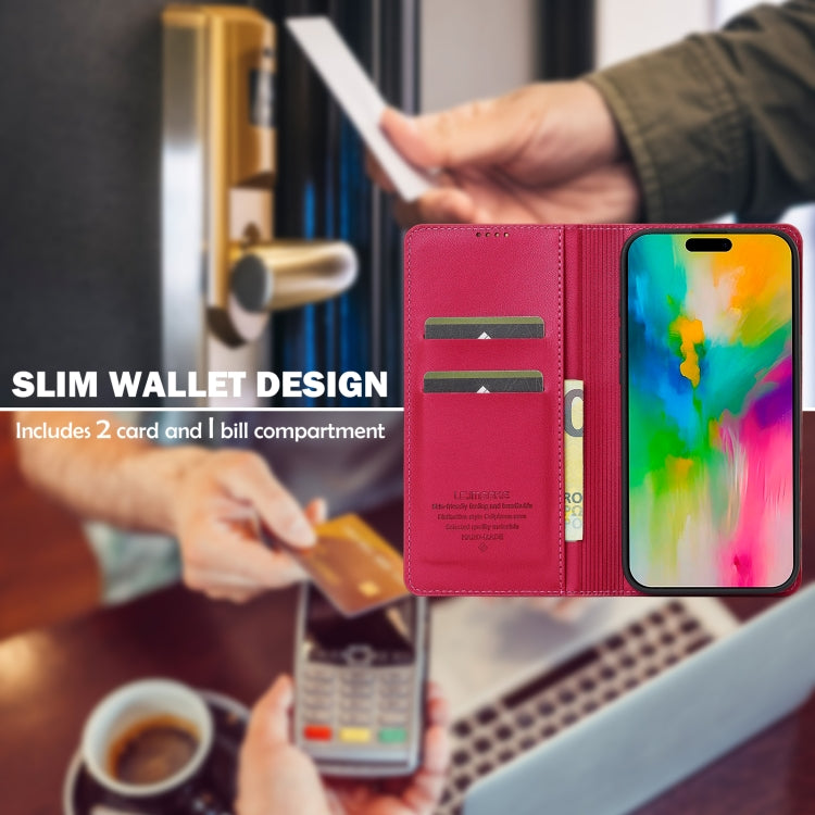 For iPhone 16 Plus LC.IMEEKE L1 Series Frosted Fine Texture PU Phone Case(Red)