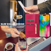 For iPhone 16 Plus LC.IMEEKE L1 Series Frosted Fine Texture PU Phone Case(Red)