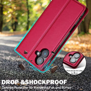 For iPhone 16 Plus LC.IMEEKE L1 Series Frosted Fine Texture PU Phone Case(Red)