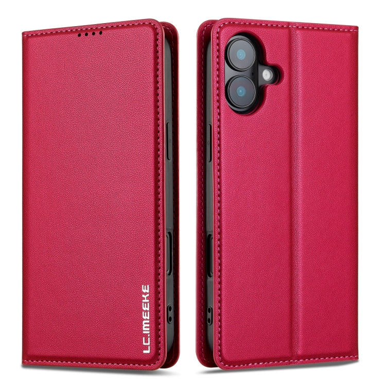 For iPhone 16 LC.IMEEKE L1 Series Frosted Fine Texture PU Phone Case(Red)