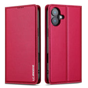 For iPhone 16 LC.IMEEKE L1 Series Frosted Fine Texture PU Phone Case(Red)