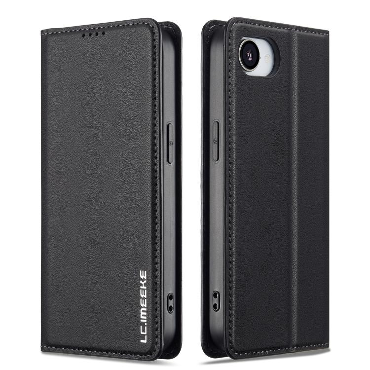 For iPhone 16e LC.IMEEKE L1 Series Frosted Fine Texture PU Phone Case(Black)