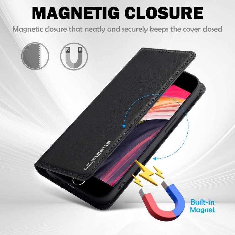 For iPhone 16e LC.IMEEKE L1 Series Frosted Fine Texture PU Phone Case(Black)